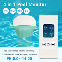 4 in 1 Remote Water Quality Analyzer Waterproof PH Meter Temperature TDS EC Monitor For Aquariums Swimming Pool Detector