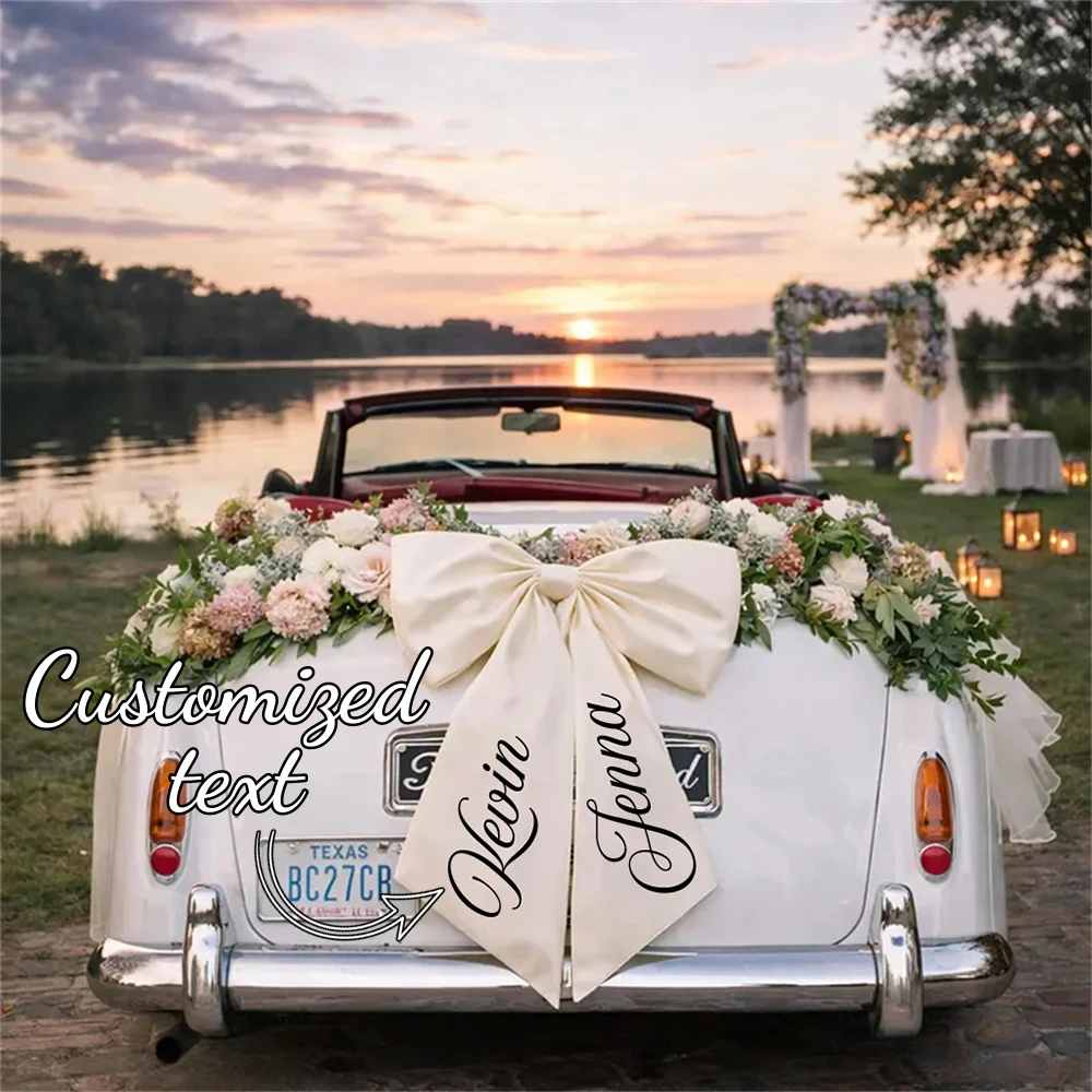Custom Wedding Car Bow Handmade Ribbon Decoration Bride Wedding Bow Party Wedding Photo Props Souvenir Custom Wedding Car Bow