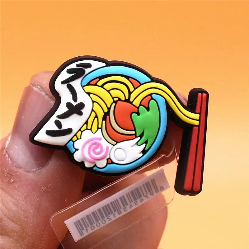 Original 1pcs Japanese Ramen Sausage PVC Shoe Charms Accessories Funny Cats Jeans Rabbit Astronaut Sandal Upper Decorations Pins