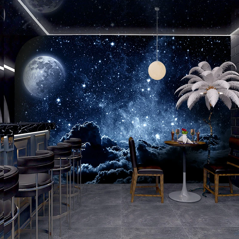 Customized wallpaper 3D dreamy space esports hall wallpaper internet cafe hotel KTV ceiling mural starry sky theme wall papers