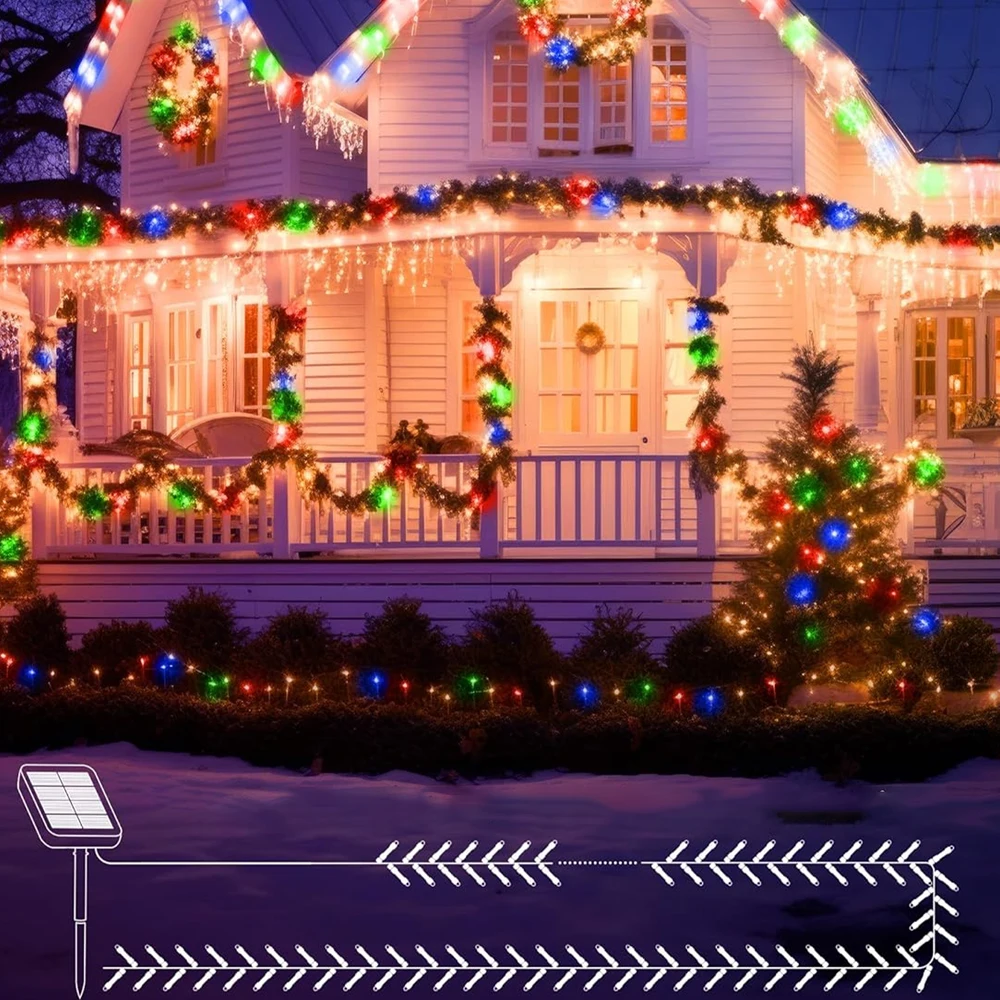 39ft LED ضوء الشمس 100 أضواء في الهواء الطلق مقاوم للماء الجنية جارلاند أضواء عيد الميلاد حفلة الهالوين زينة أضواء الشمسية #2
