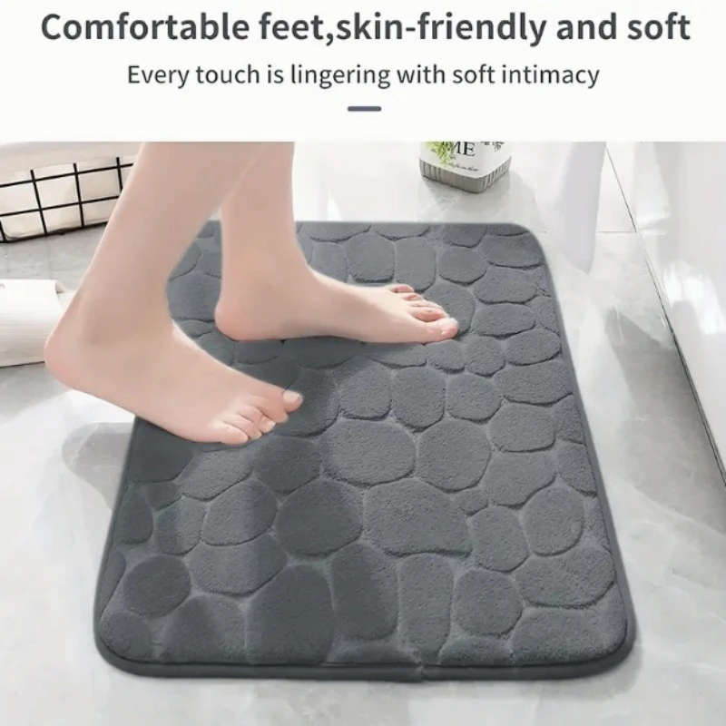 1PC Pebble Bathroom Mat  Anti-skid Soft Comfortable Memory Foam Bath Rug  Water Absorbent Washable Bath Rug