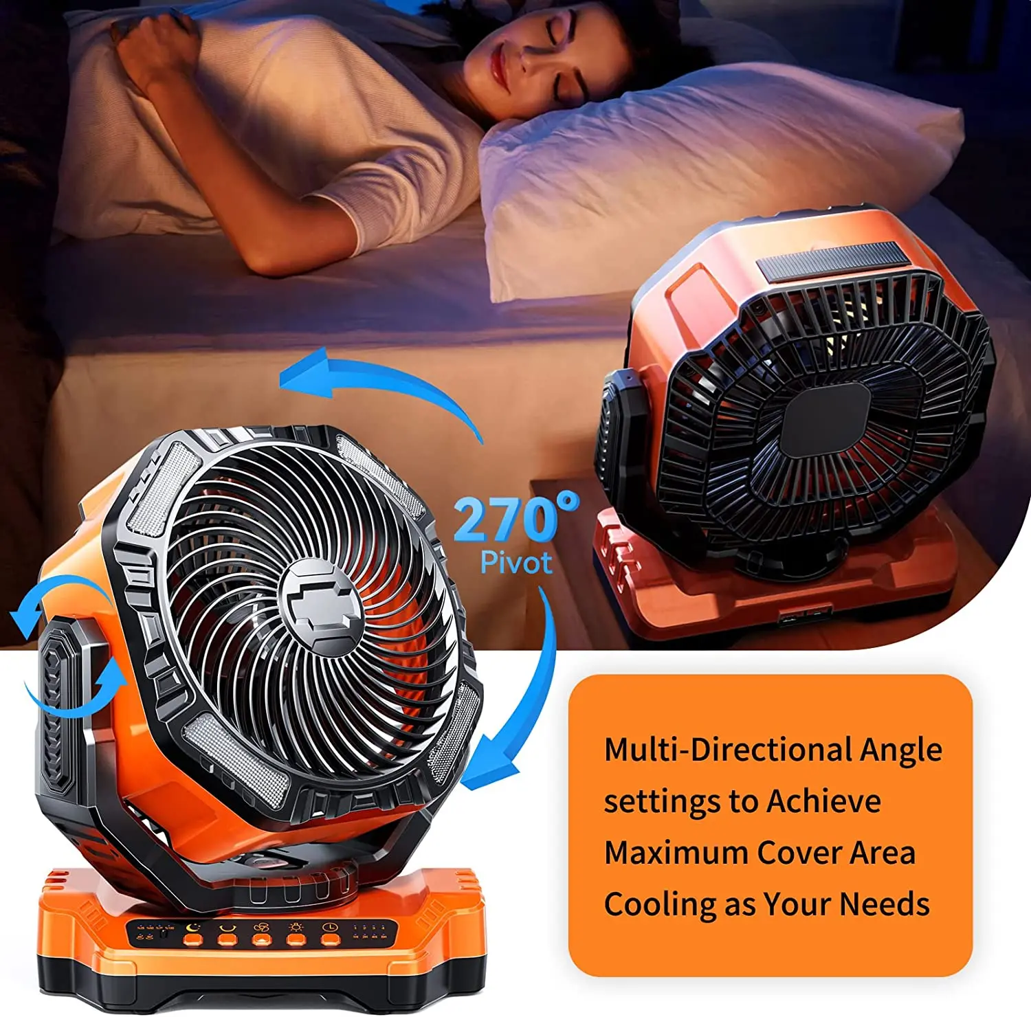 3-in-1 Electric Fan 40000mAh Rechargeable Camping Fan Wireless Auto-Oscillating Table Fan Summer Travel Tent Fan Air Circulators