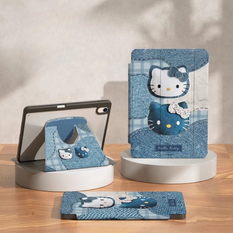 

Чехол Hello Kitty для iPad Funda ipad 8/9/10 10,2 дюйма A16 11 дюймов, чехол для планшета Pro4 5 6 12,9 дюйма M4 Air 4 5 10,9 дюйма M2 M3, защитный чехол