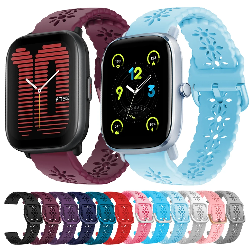 20 22mm Lace Silicone Strap For Amazfit GTS4 GTS 4 2 Mini 3 2e GTR 4 3 Pro 47 42mm Watch Band Amazfit Bip 5 3 Pro Bracelet Belt