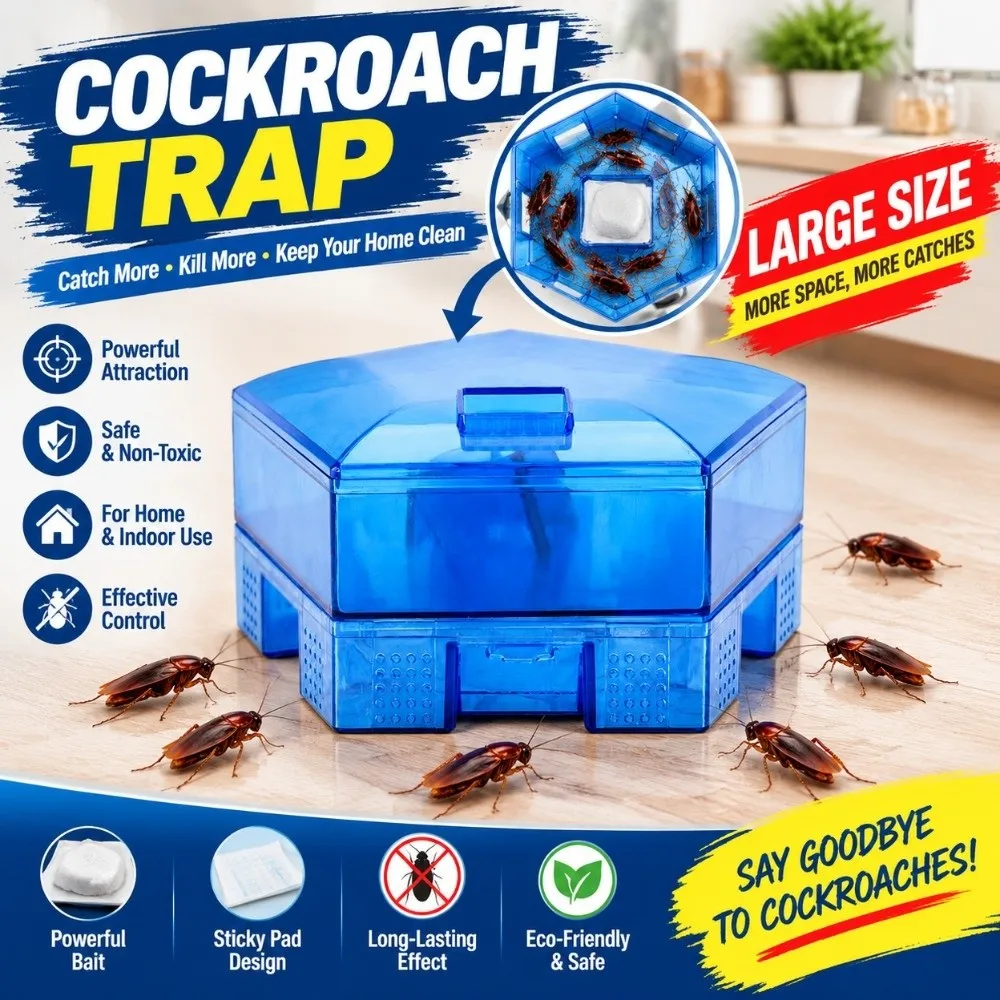 Effective Non Toxic Cockroach Trap Box Reusable Transparent Roach Trap Catcher Double Layer Bug Catcher House Kitchen Area