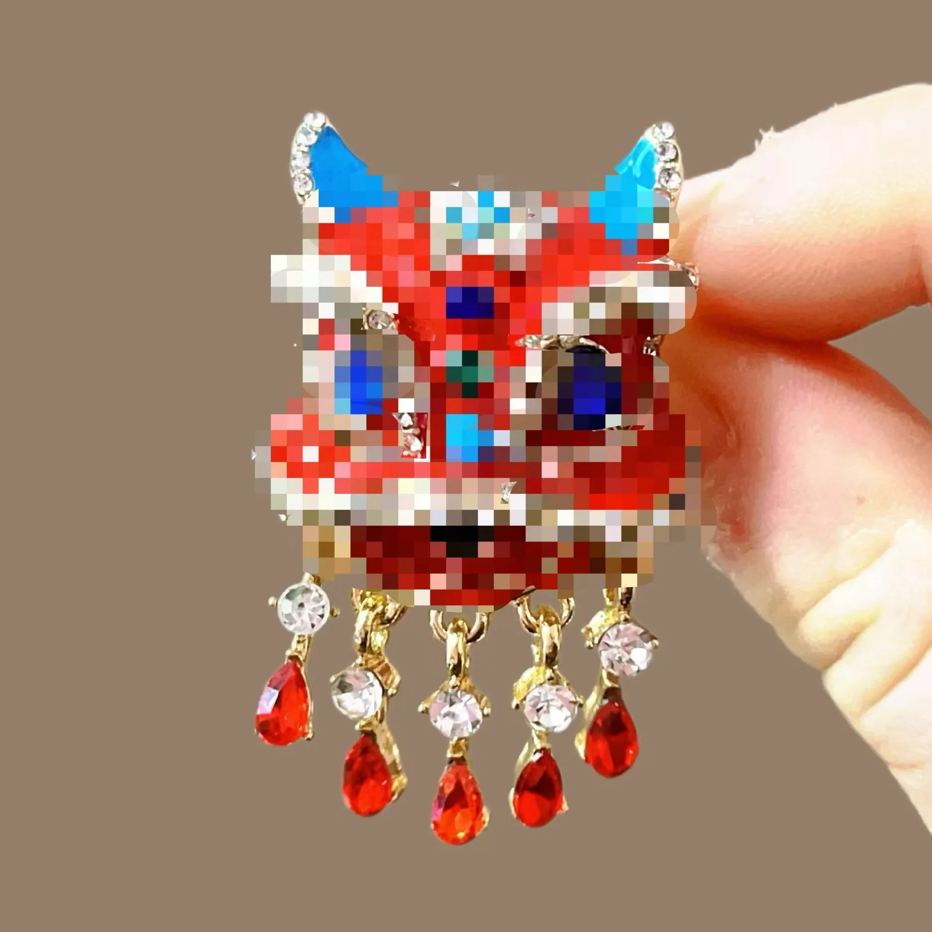 

Chinese-style enamel lion dance brooch, women's high-end tassel pendant brooch, retro high-end brooch
