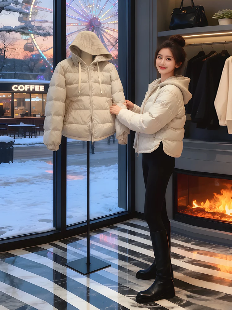 

Зимняя женская куртка Sli 2026: Новая популярная утепленная хлопковая куртка-пуховик малого размера, теплая, свободного кроя, в корейском стиле