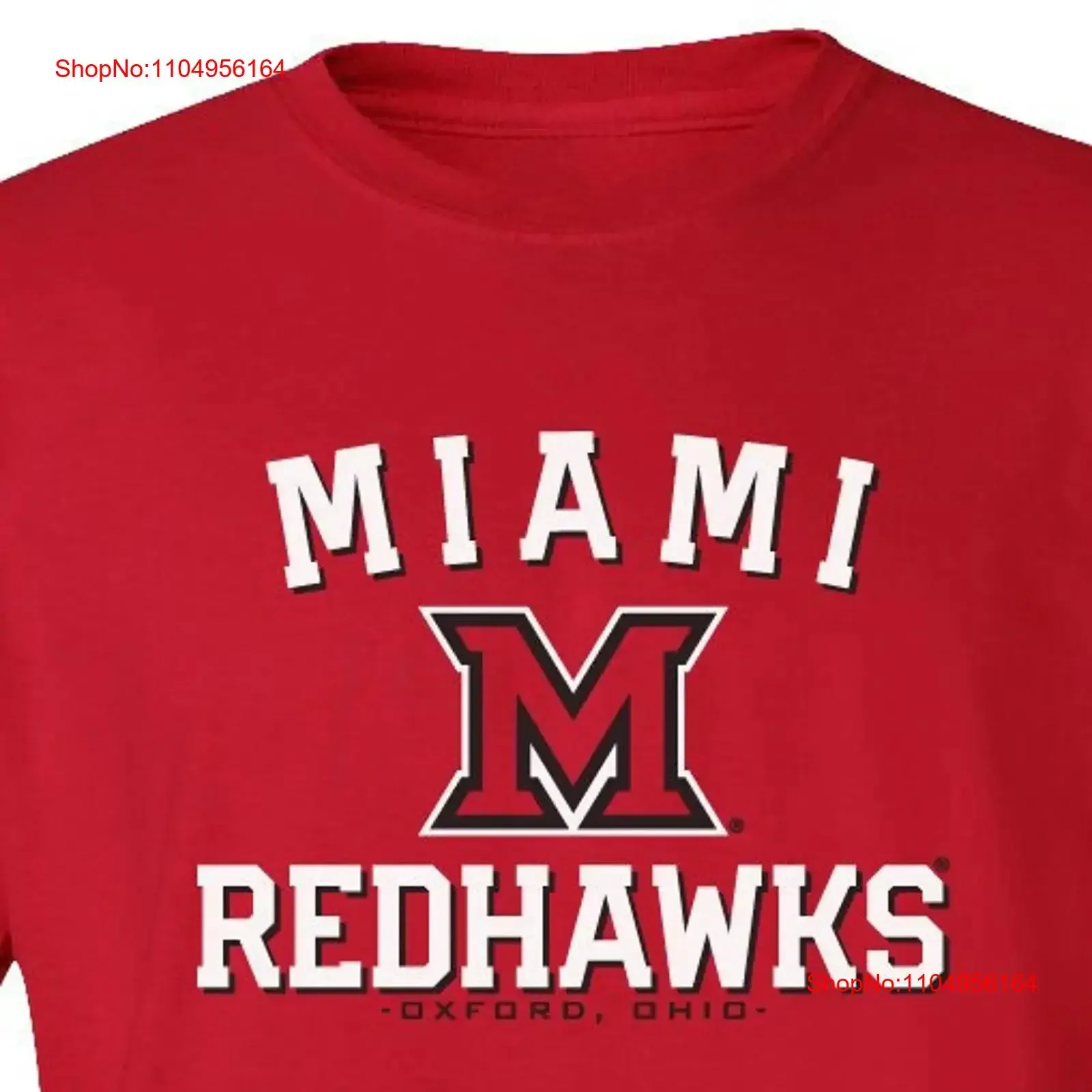 Футболка Miami RedHawks Arch Primary Logo of Ohio Одежда Большие высокие размеры Официально лицензированные винтажные универсальные стираные мужские универсальные