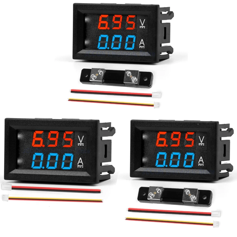 1-10PCS DC 0-100V 50A 100A Voltmeter Ammeter LED Amp voltmeter Digital Volt Meter Gauge voltmeter ampermetr 12V with Shunt