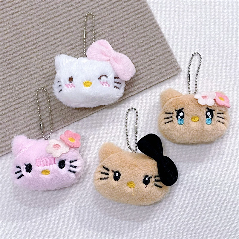 Cute Cartoon Sanrio Hellokitty Plush Doll Anime Kawaii Keychain For Women Girls Bag Decoration Accessories Pendant Keyring