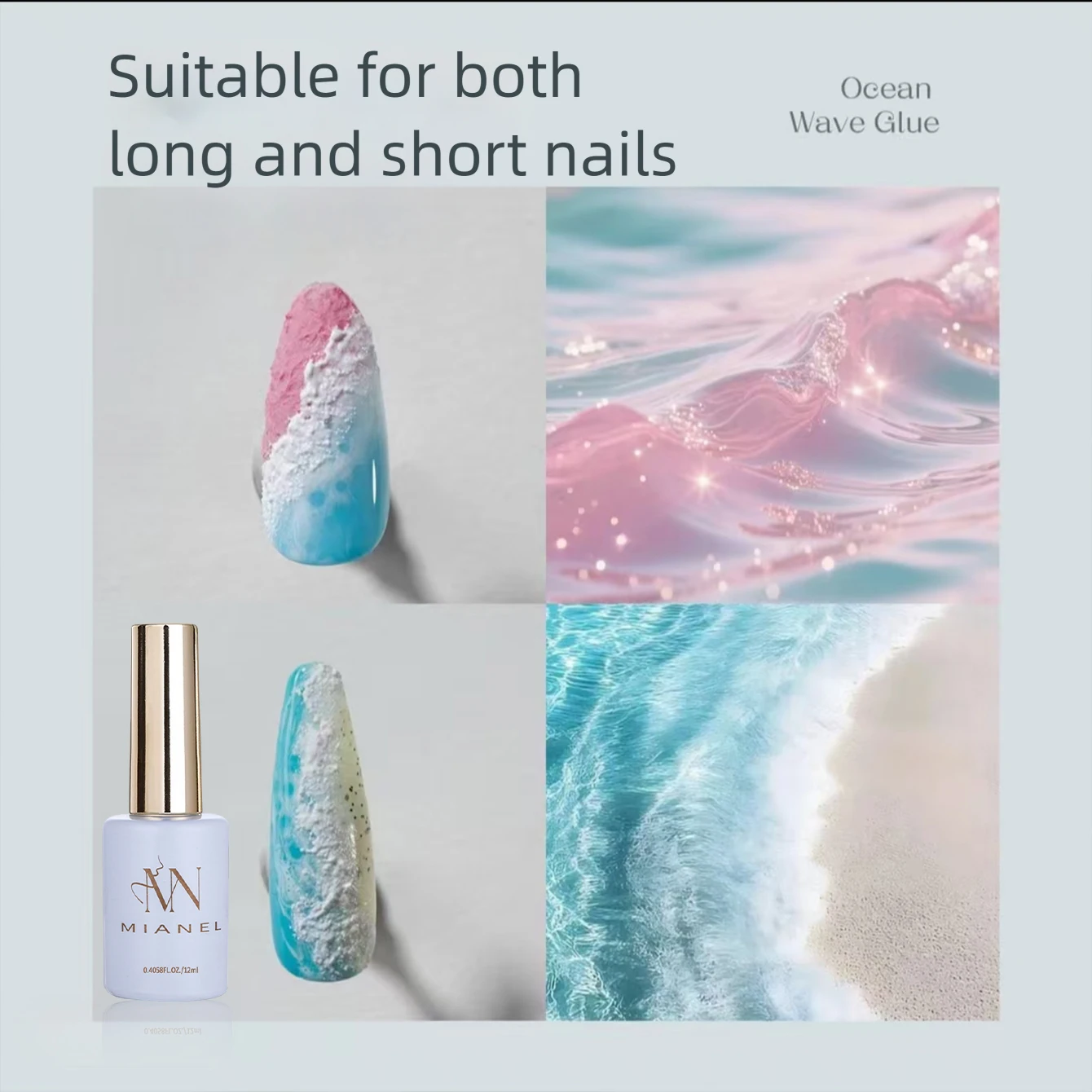 Gel à ongles MIANEL Ocean Wave Blooming, gel de mélange dégradé simple et multicolore, créez des styles d'ongles marbrés aquarelle variés