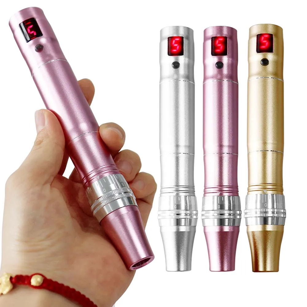 Stylo Derma Électrique Sans Fil Silencieux avec Cartouches d'Aiguilles Remplaçables pour Soin du Visage et du Corps, Machine de Soin de Beauté pour la Réparation et le Rajeunissement de la Peau