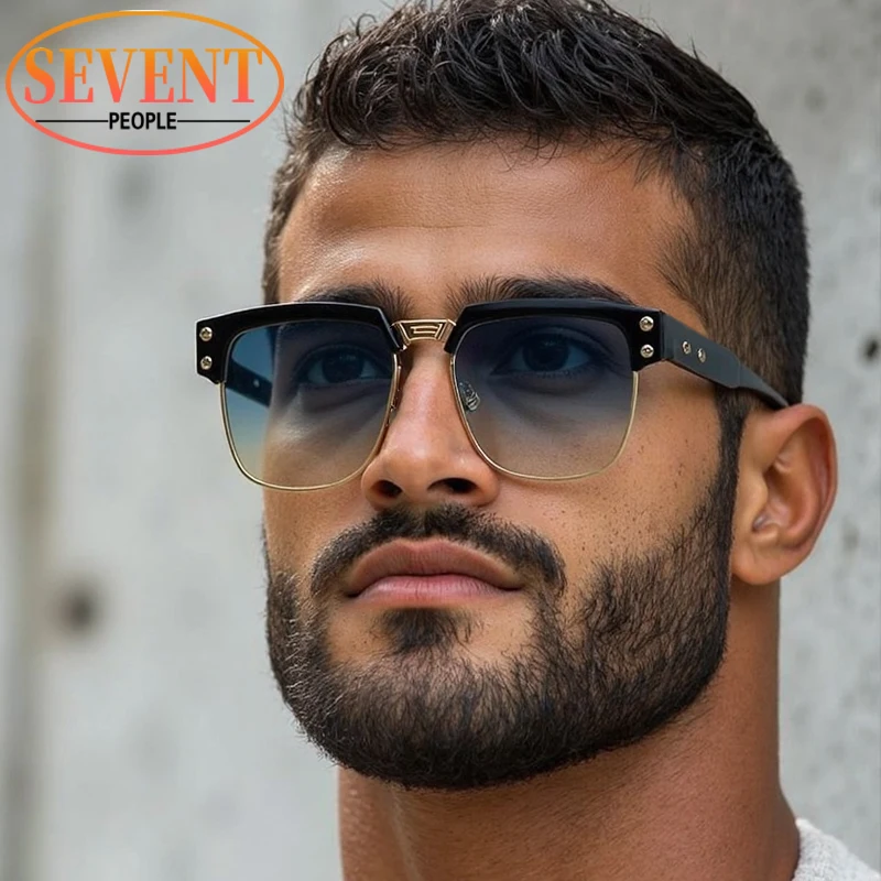 

Steampunk Polarized Square Sunglasses Men 2025 Luxury Brand Vintage Punk Metal Outdoor UV400 Sun Glasses Classic Driving Shades