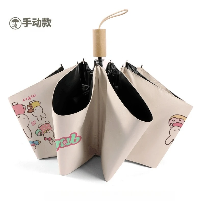 Miffy vollautomatischer Regenschirm mit hochwertigem Cartoon-Print, verdickter schwarzer Beschichtung, geeignet für Sonnenschutz und Regenschutz sowie UV-Schutz. – Detail 5