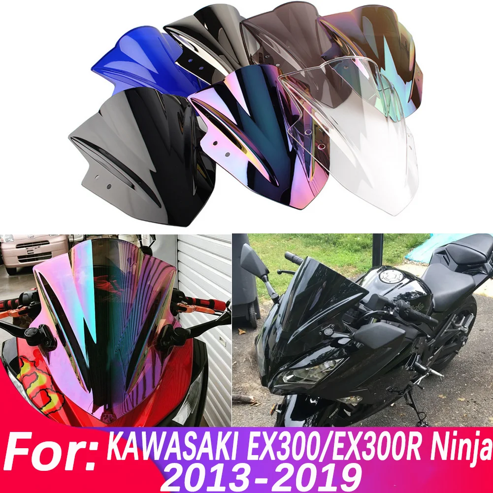 Motorcycle Windshield For Kawasaki Ninja300 EX300R EX 300R 2013-2019 Double Bubble WindScreen Accessories Fairing Wind Deflector