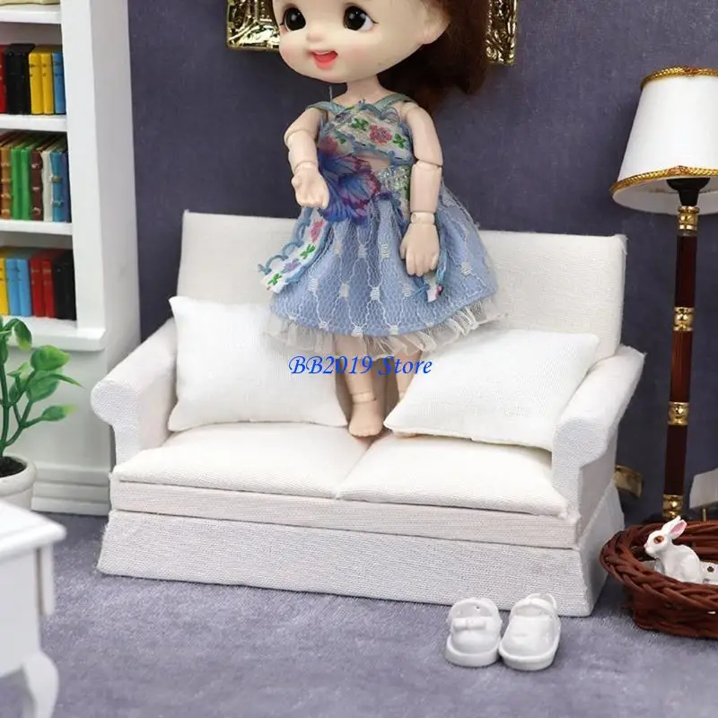 Q0KB 1:12 Mô hình mô phỏng mô phỏng ghế sofa ủ ghế sofa đồ nội thất búp bê phụ kiện