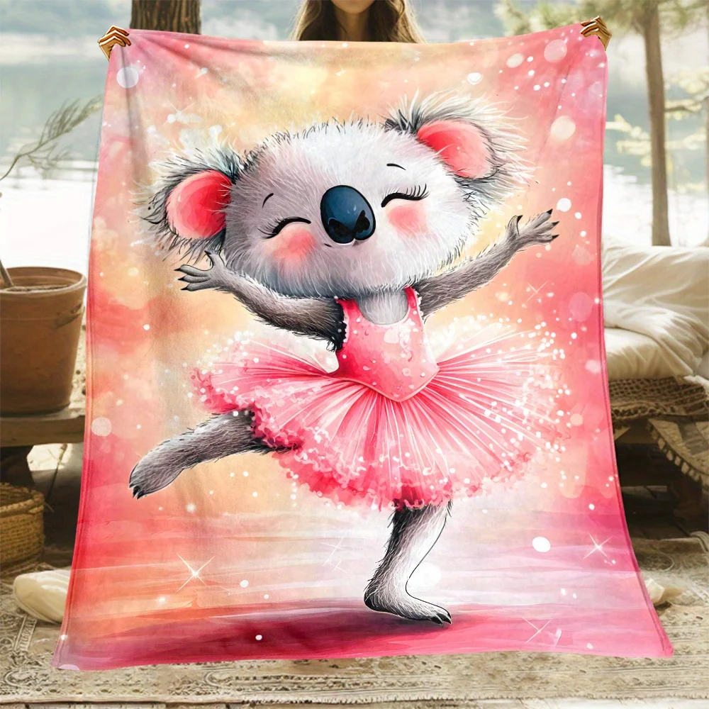 Koala ballet dancer  cute animal dancing pink tutu ballerina blanket whimsical art kids gift for girls