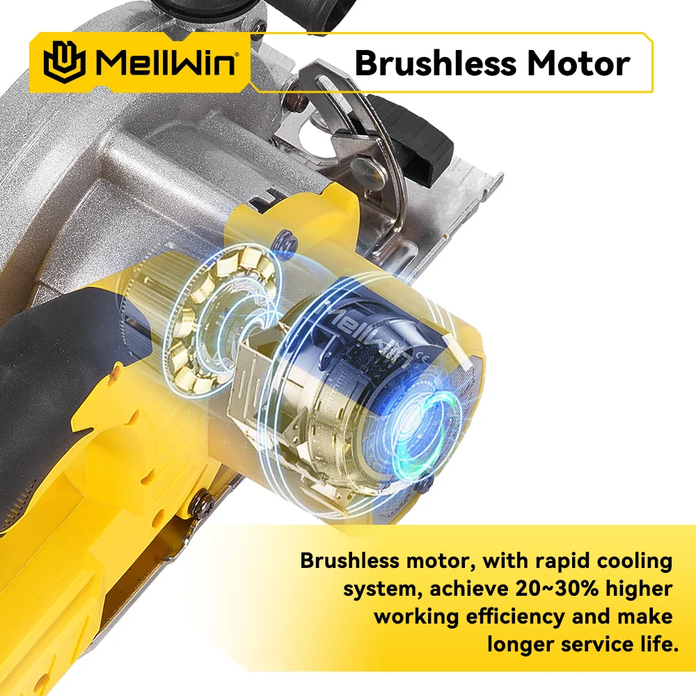 MELLWIN Electric Circular Saw 6 Inch 150mm Brushless Cordless Handheld Circular Saw Woodworking Tool for Makita 18V Battery Pin - Image 3