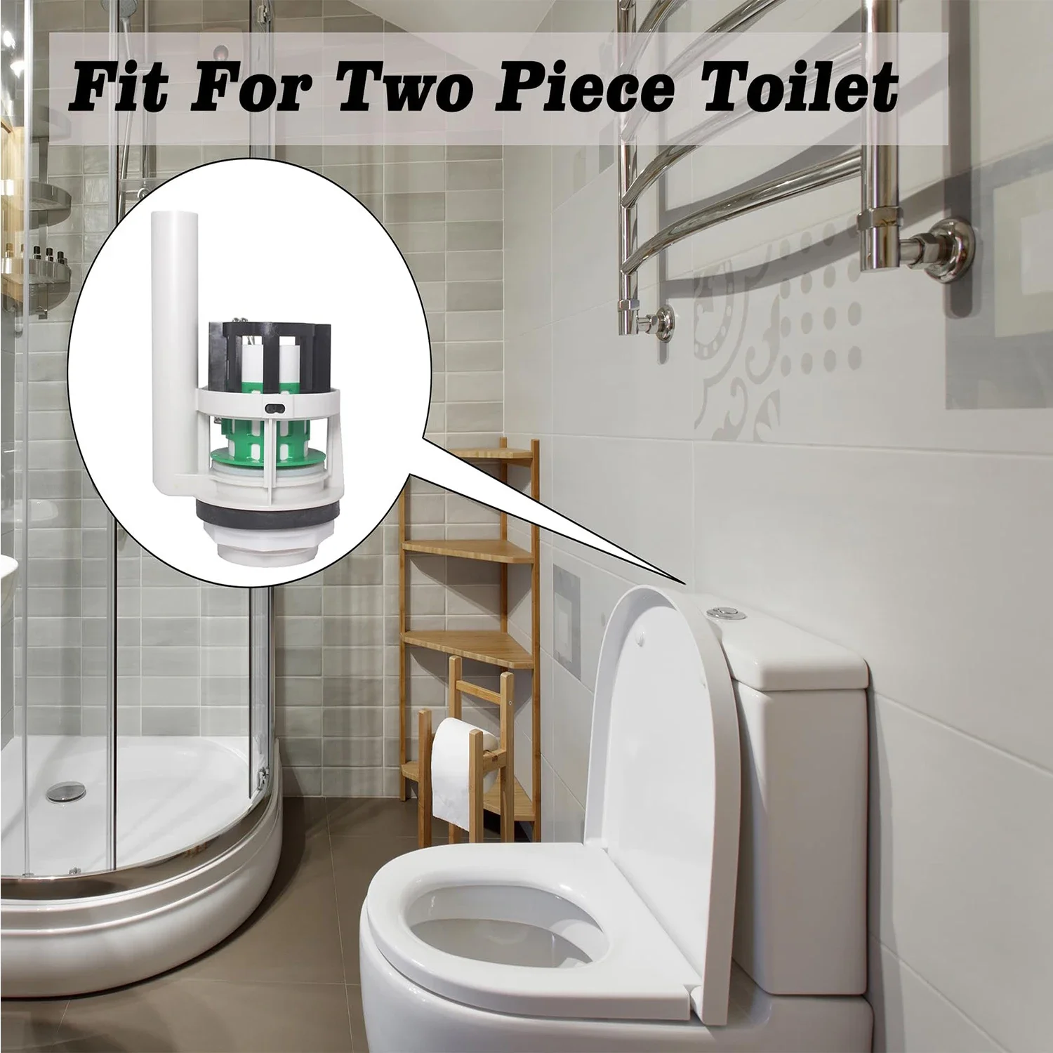 Kit de repuesto de válvula de descarga de inodoro de 3 pulgadas, botón pulsador de descarga doble Compatible con piezas de baño de diseño de dos piezas TOTO