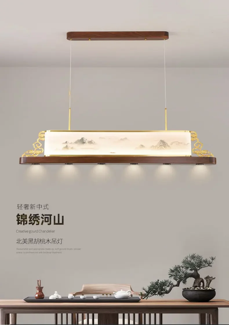 

Light luxury new Chinese style pendant light, North American black walnut wooden pendant light, daily lighting fixtures YX881CFA