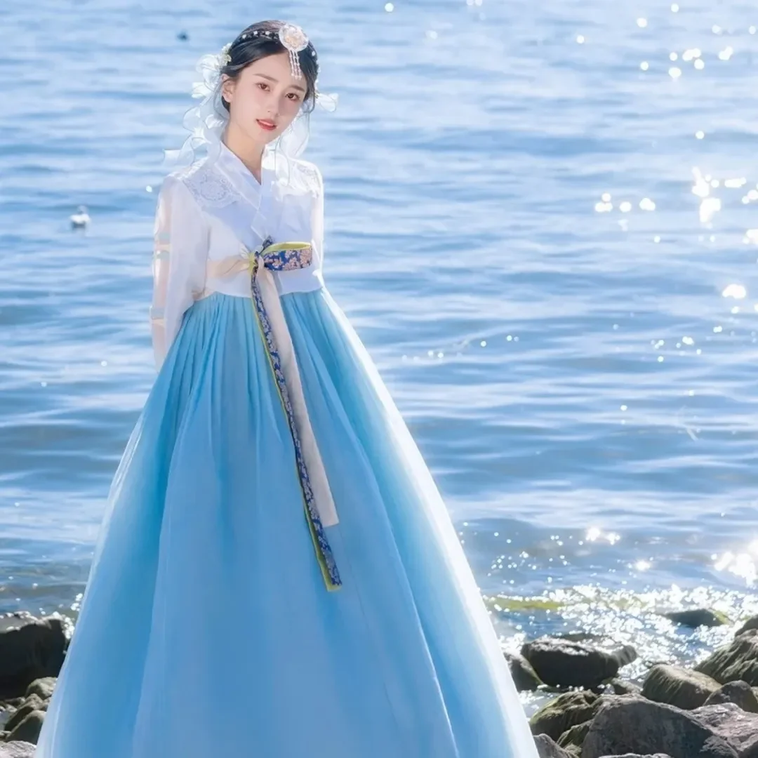 

2025 Spring Summer New Improved Hanbok Suit Women Slim Long Sleeve Birthday Party Dresses Chic Y2K Graduation Dance Dresses