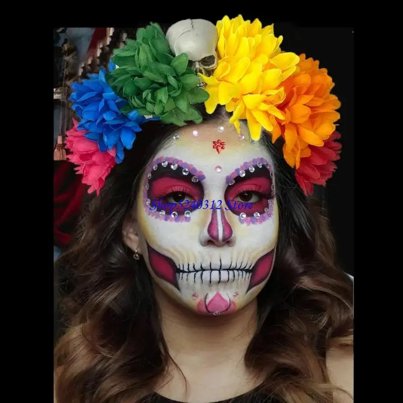 

634C Halloween Theme Hairband Spiders Flower Hairband for Costume Event Festival Props