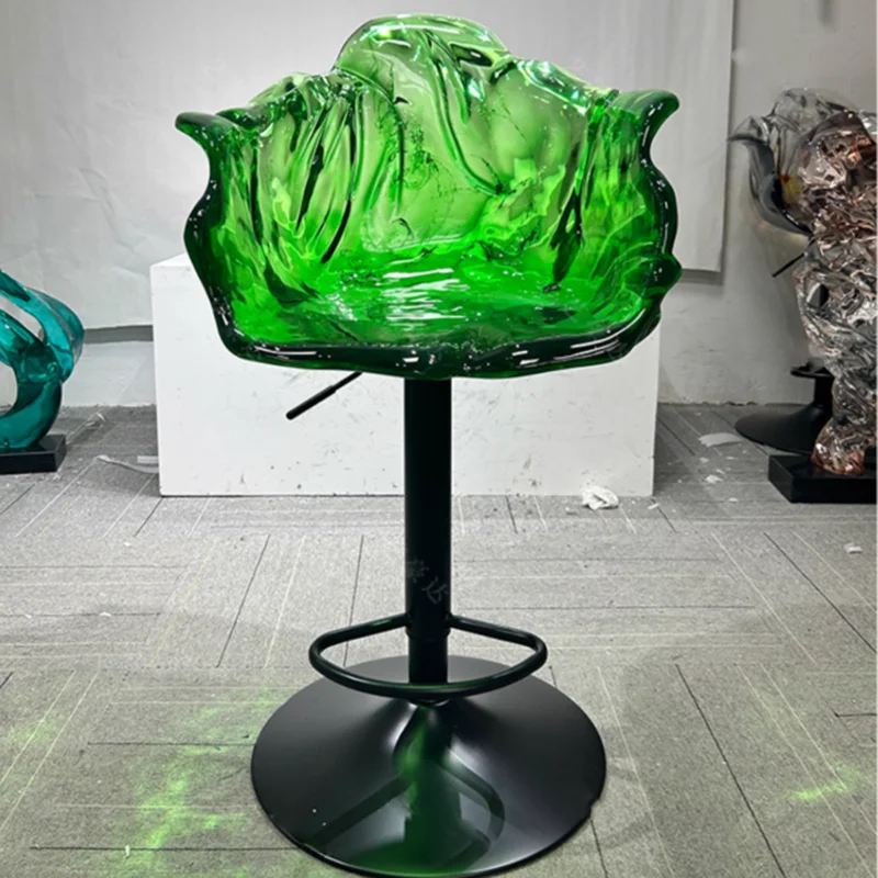

Office Unique Bar Stools Luxury Clear Green Swivel Transparent Bar Stools Design Backrest Barkrukken High End Furniture