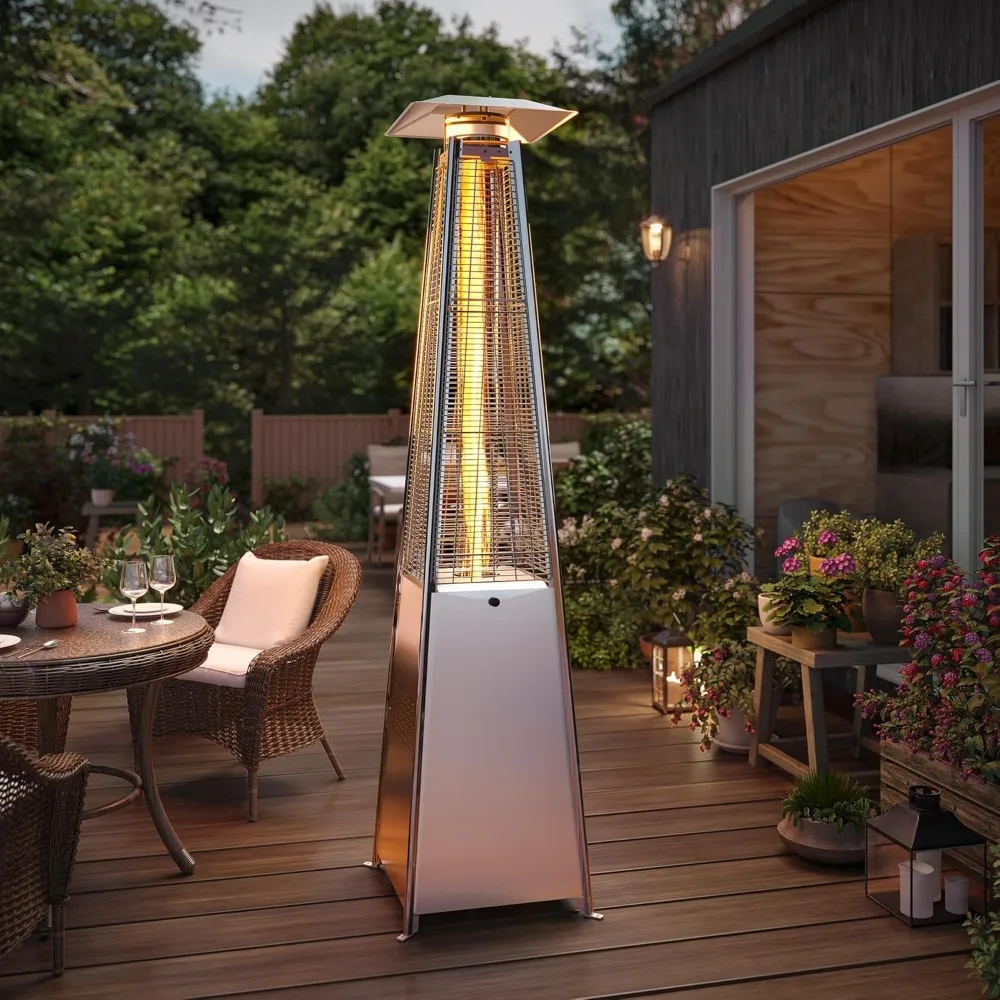 HOME Pyramid Patio Heaters for Outdoor Use, 48,000 BTU Outdoor Propane Heaters for Patio with Cover & Wheels, 87