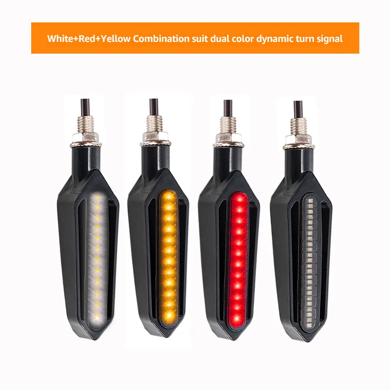 Motorfiets Richtingaanwijzers LED Licht 12V 10mm Stromend Water Blinker Licht 24LED Universele Moto Gebouwd Relais Knipperend indicatielampje
