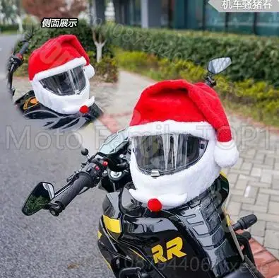 

Spot motorcycle helmet protective cover Santa Claus cartoon innovative helmet protective cover fun Christmas hat moto accessory