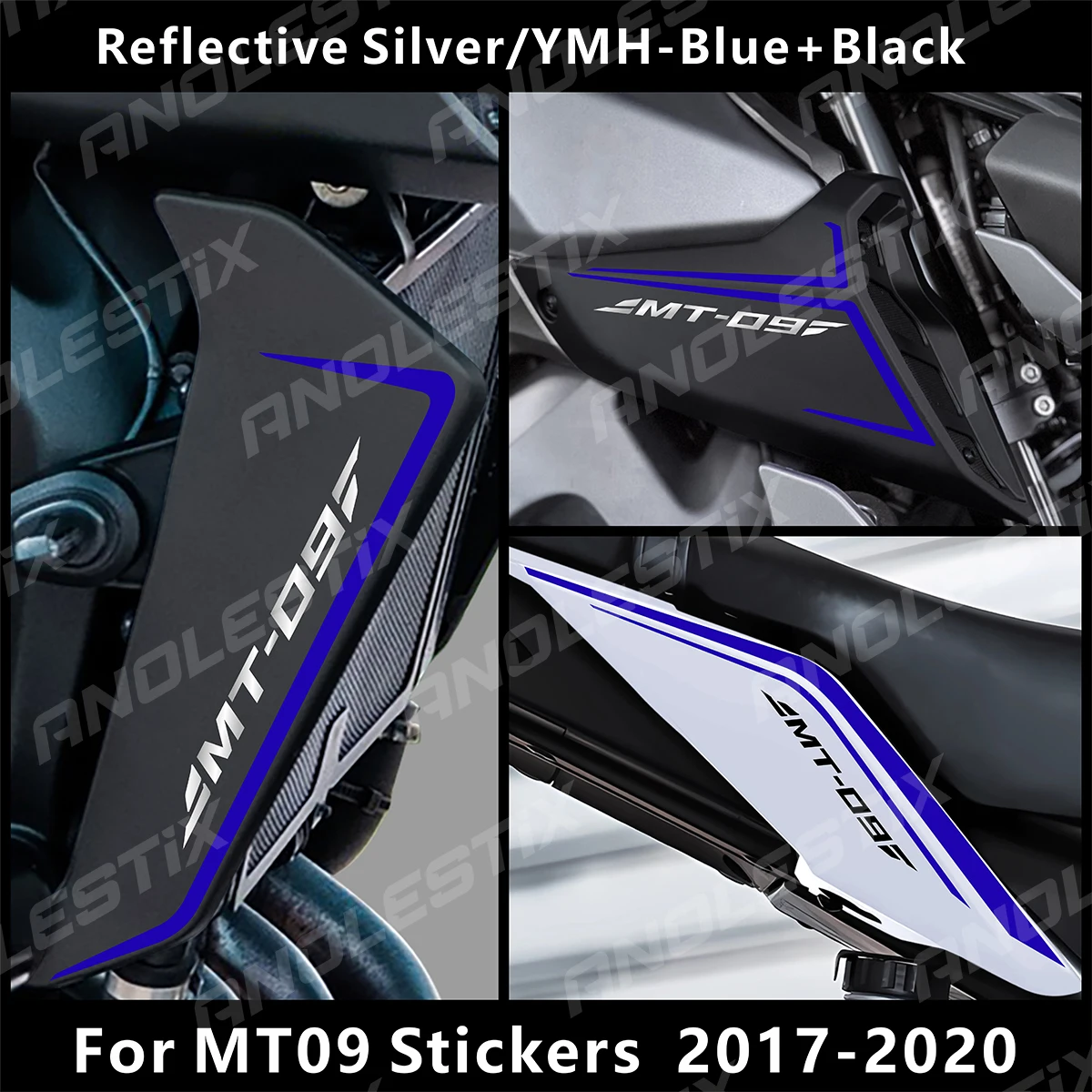 AnoleStix Reflective Motorcycle Fairing Radiator Radiator side cover stickers  Set For YAMAHA MT09 MT-09 SP 2017 2018 2019 2020