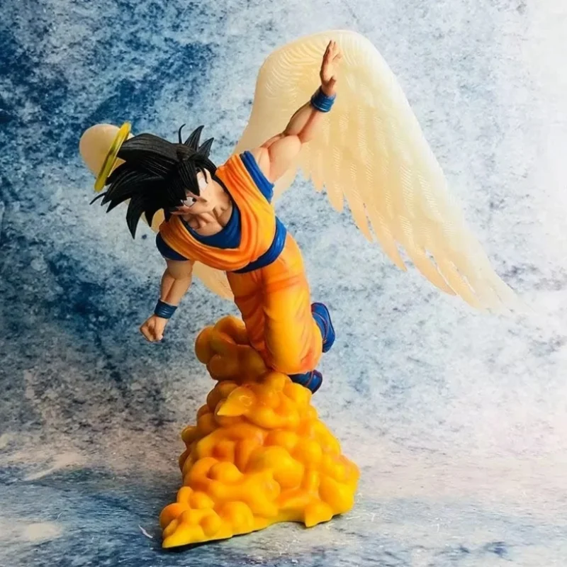 28cm Dragon Ball Anime Figurine Goku Angel Wings Model Action Figure Statue Decoration Souvenir Boy Christmas Toys Surrounding