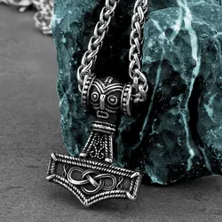 Fashion Viking Anchor Mjolnir Necklace Stainless Steel Men's Celtic Knot Hip Hop Amulet Pendant Vintage Charms Jewelry Wholesale