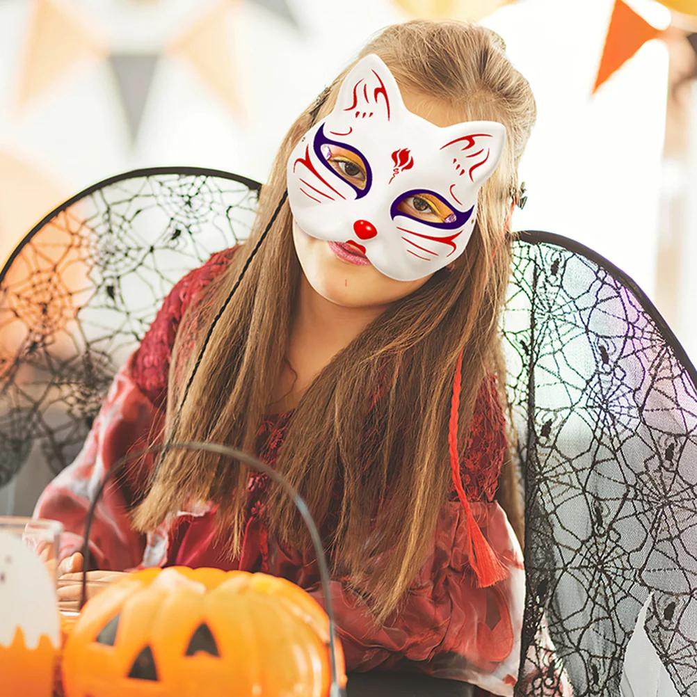 

2pcs DIY Hand Painted Masks White Paper Cat Face Blank Unpainted Mask for School Carnival Masquerade Halloween Prom Class