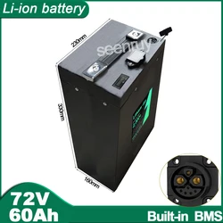 72V 60Ah Li-ion With Charger Built-in 50A BMS 3000W Bicycle Bike MotorCycle E-bike Electric Scooter Lithium Polymer Battery