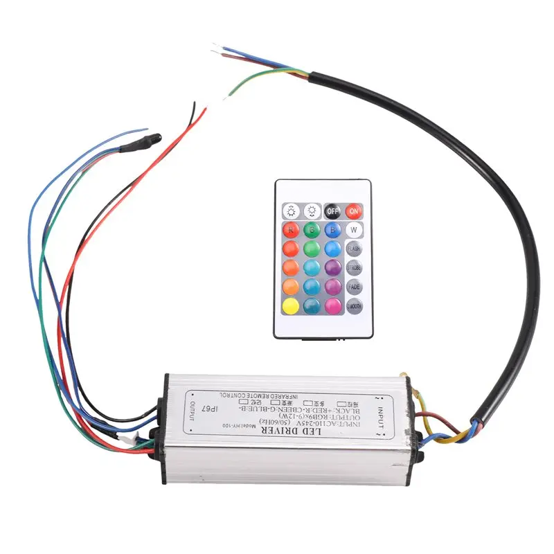 [B17B!】 For RGB LED Driver 100W AC85-265V Waterproof IR Remote Control DC27-38V Power Supply For RGB LED Beads