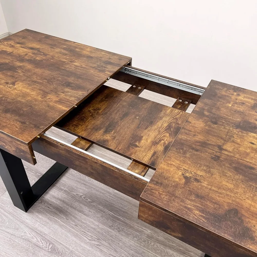 62.99"-78.7" Extendable Dining Room Table for 6 8 10, Modern Farmhouse Wooden Kitchen Expanding Table, Long Large Expandable Din