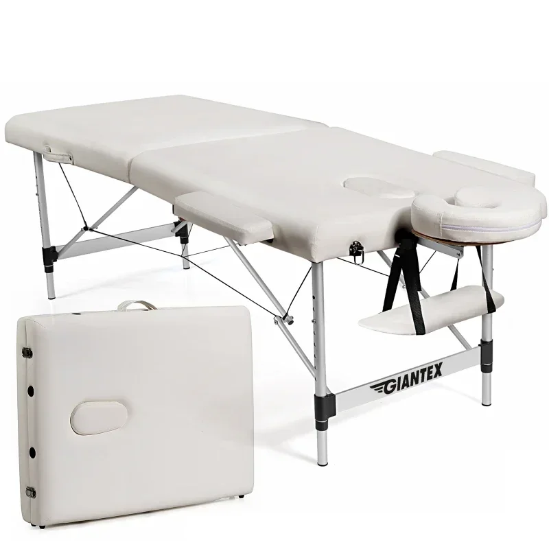 

84"L Portable Massage Table Adjustable Facial Spa Bed w/ Carry Case White/Black