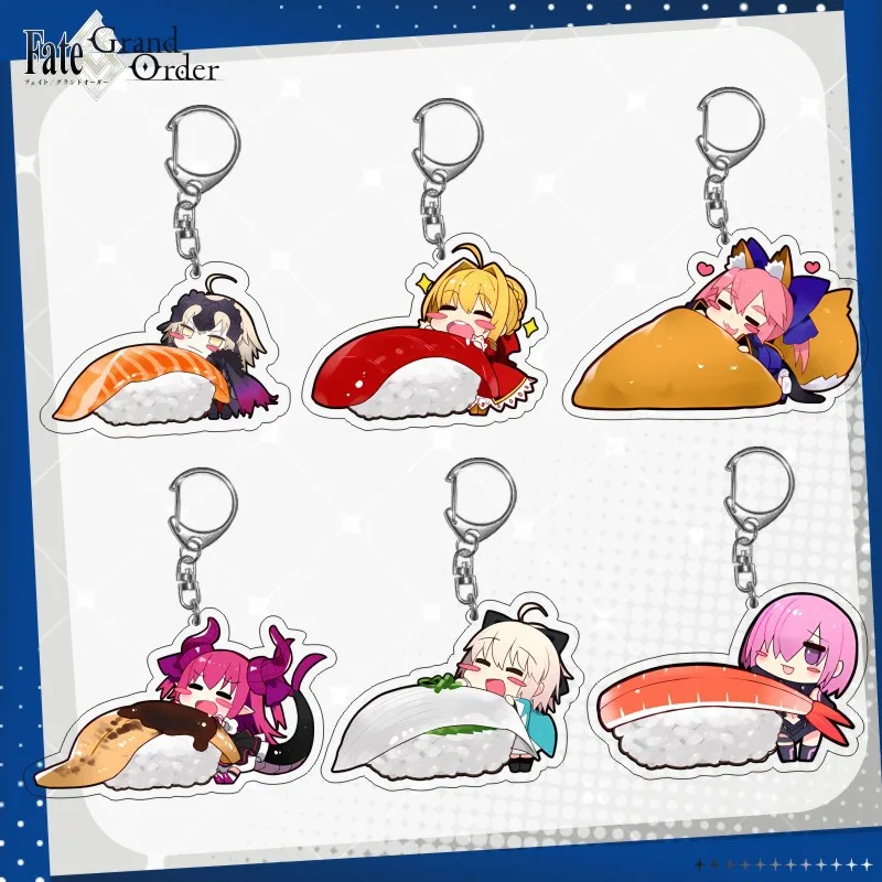 Game FGO 6CM Keychain Cartoon Figure Saber Astolfo Alter Acrylic Pendent Keyring Cute Cartoon Character Sleeping Key Chain