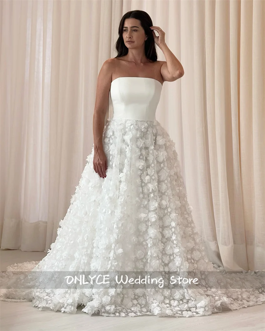 

A-Line Customized Prom Dress Saudi Arabia 3D Flower Evening Gown Formal Party Dresses Robe Wedding Bride Gown