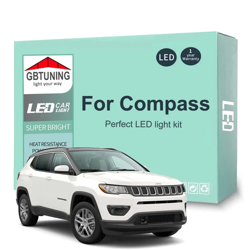 Kit de bombillas LED para Interior de Jeep Compass, lámpara Canbus para maletero, mapa de coche, sin Error, 2007-2016, 2017, 2018, 2019, 2020, 2021, 2022