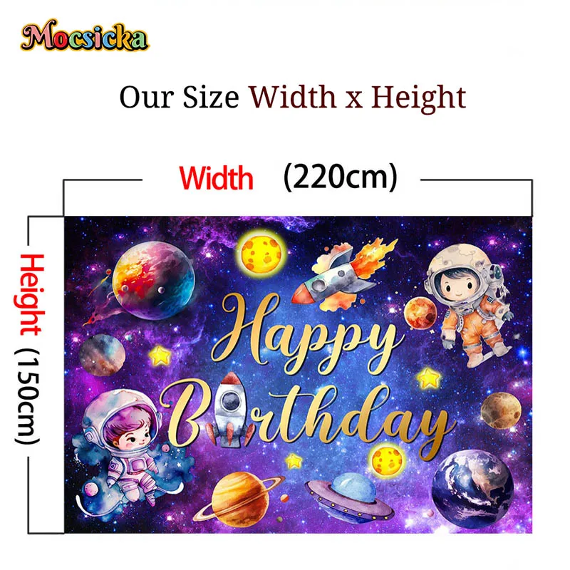 Astronauta pianeti Space Theme Party fondali Banner sfondo panno decorazione della stanza dei bambini Happy Birthday Party puntelli Banner