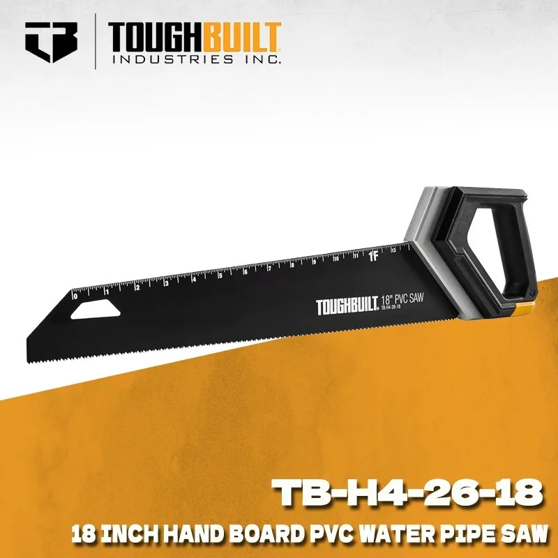 

TOUGHBUILT TB-H4-26-18 18" PVC Saw Hand Saw High Carbon Steel Sharp Cutting Saw for PVC Pipe Wood Plastic with Ruler Markings