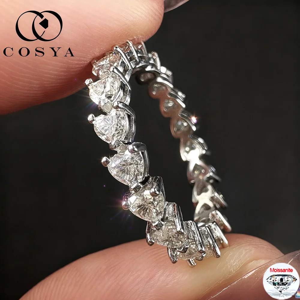 

COSYA D Color 3mm Heart Cut Full Moissanite Ring 100% S925 Silver VVS1 Lab Diamond Wedding Ring For Women Fine Jewely Gift