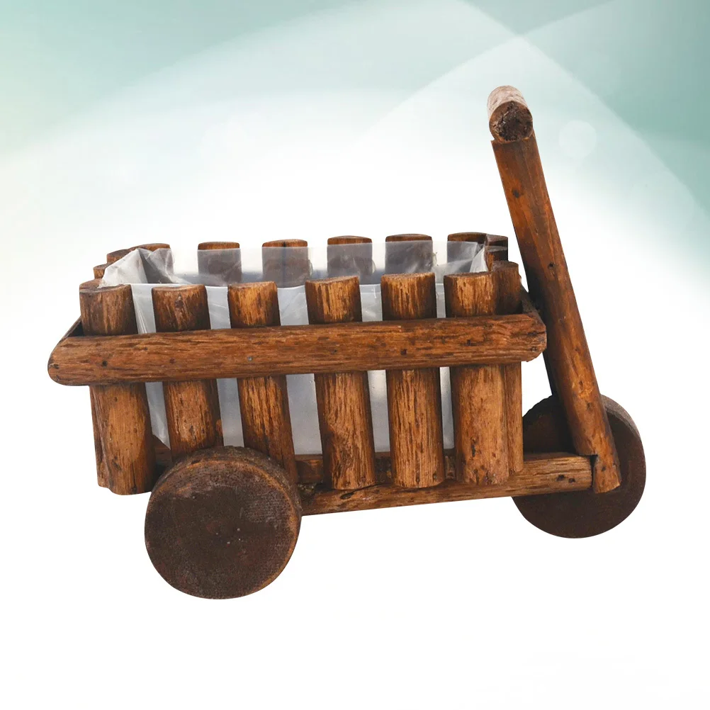 

Деревянная маленькая тележка-кашпо, коричневая, винтажная, для растений, стильная, декоративная, настенная, подходит для суккулентов, для офиса