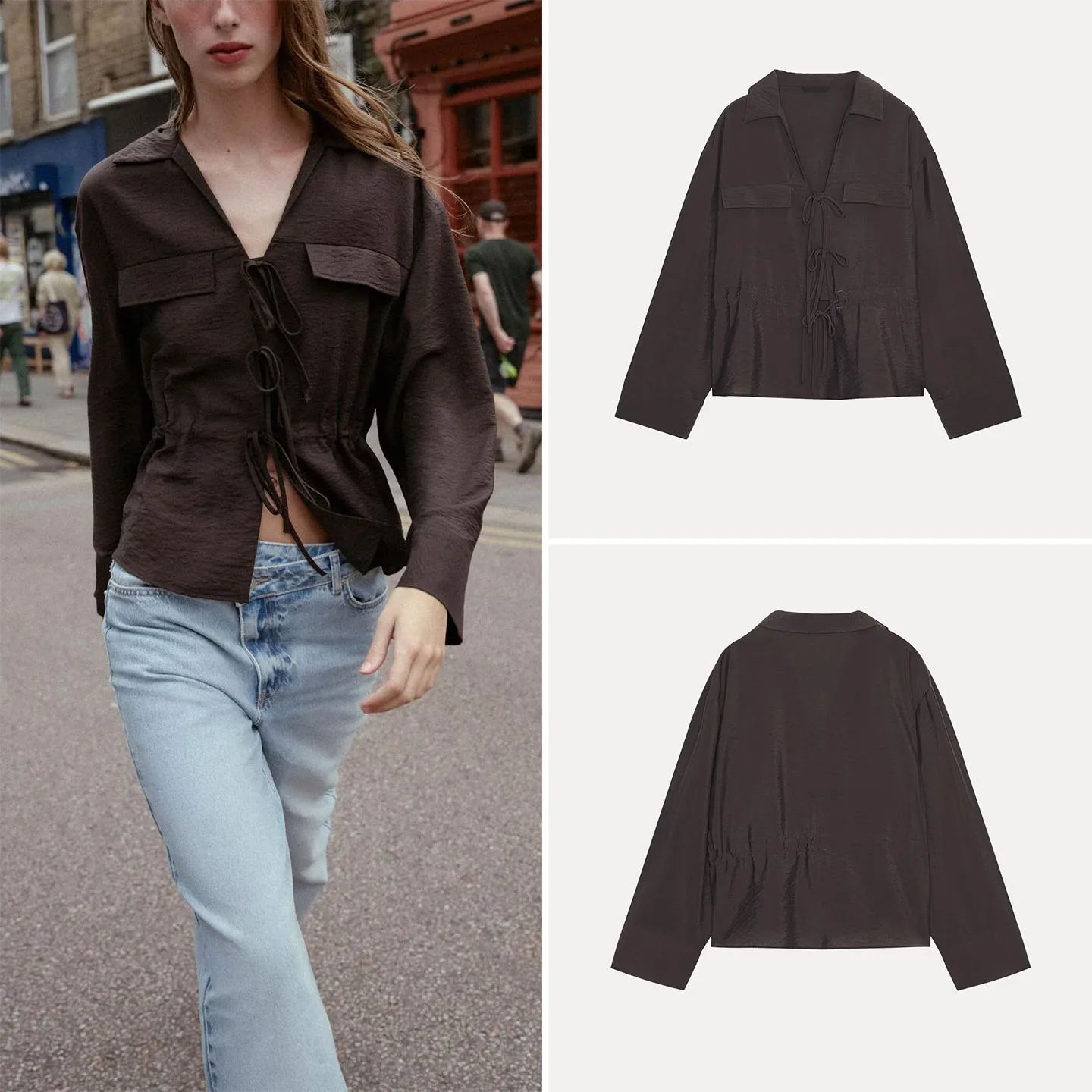 เดรสยาวผูกปมสไตล์ยุโรปสำหรับผู้หญิง แฟชั่นใหม่มาแรงปี 2025 เสื้อผ้าลำลองสำหรับสุภาพสตรี