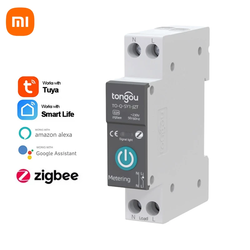 

Tuya Smart Circuit Breaker 1P 10/16/25/32/40/63A DIN Rail With Metering Support Smart Life Alexa Home Alice