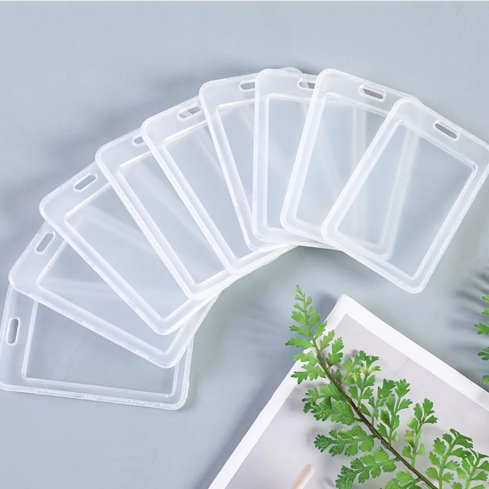 Durable Plastic Card Sleeves with Lanyard Transparent ID Card Protective Film Business Card Box