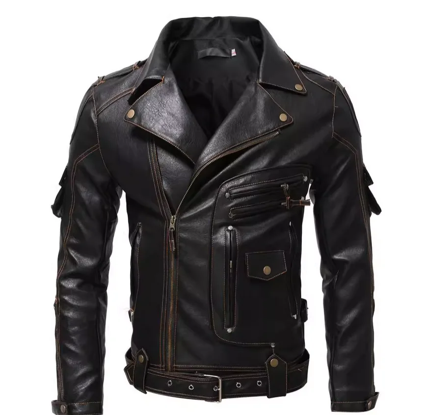 

Autumn and winter American retro leather jacket men's motorcycle riding suit